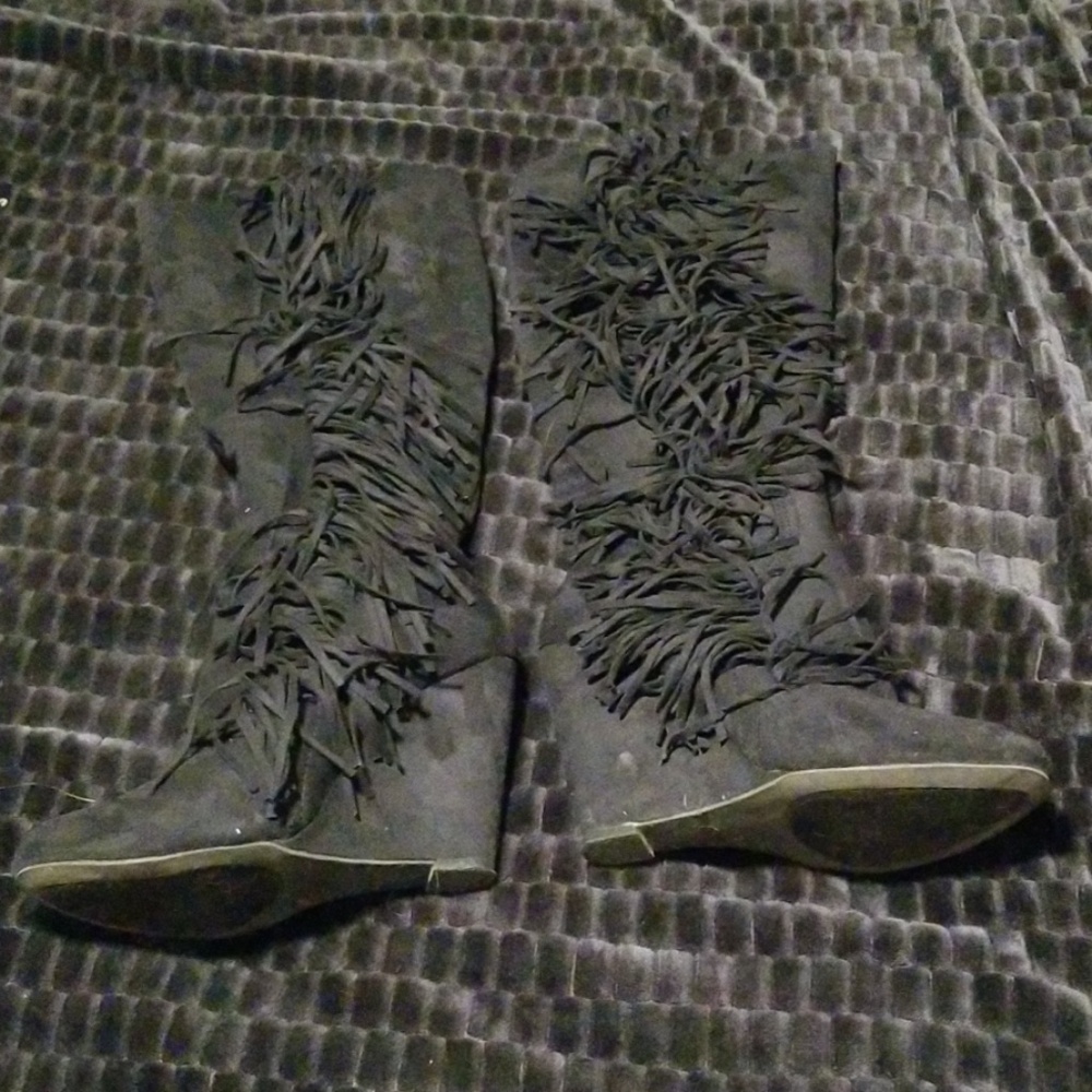 Charlotte Russe Black Fringe Boots